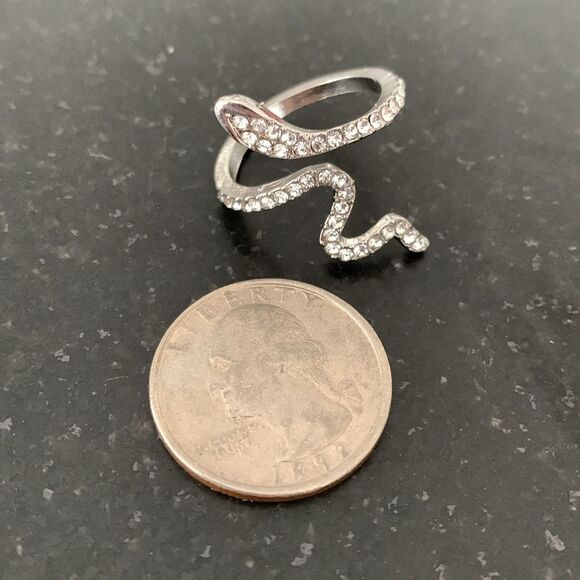 Slither Snake Adjustable Size Cubic Zirconia Silver Unisex Ring Goth Taylor NEW - Picture 6 of 8